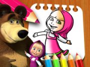 Гульня Кніга раскраскі Машы і Мядзведзя онлайн