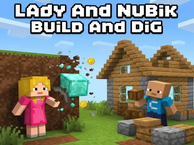 Гульня Lady and Noob: Build and Dig онлайн
